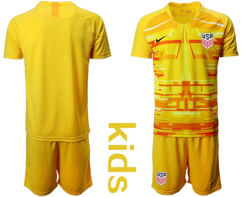 Youth 2020-2021 Season National team United States goalkeeper yellow Soccer Jersey